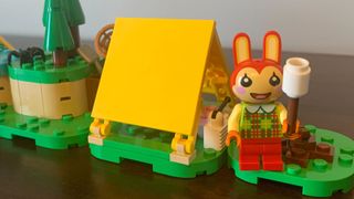 Lego Bunnie's Outdoor Activities set on a wooden surface