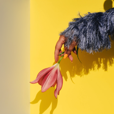 woman's hand dangling flower