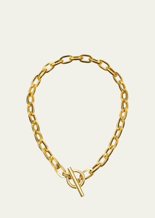 24k Gold Electroplate Oval Link Chain Necklace