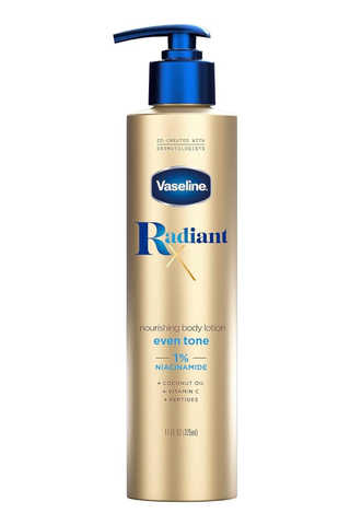 Vaseline Radiant X Nourish & Even Tone Niacinamide Body Lotion on a white background