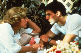 Kelly McGillis and Tom Cruise in the movie 'Top Gun'