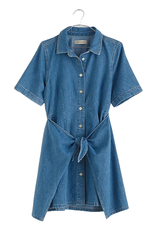 Madewell Denim Overlay Mini Shirtdress in Caulk Wash 