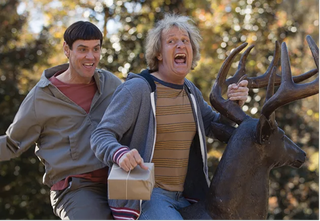 Jim Carrey and Jeff Daniels make goofy faces in 'Dumb and Dumber'