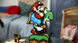 Lego Super Mario World: Mario & Yoshi set on a table in a home setting