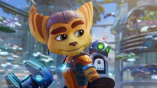 A screenshot of the PS5 exclusive game, Ratchet and Clank: Rift Apart.