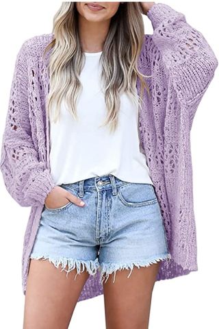 Ermonn Womens Crochet Cardigan Sweater