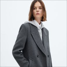 Mango lapels wool coat editorial image