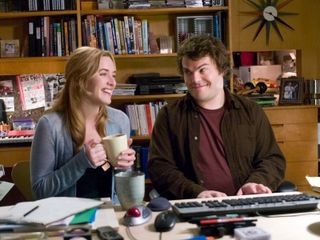 Kate Winslet laughs with Jack Black in 'The Holiday'