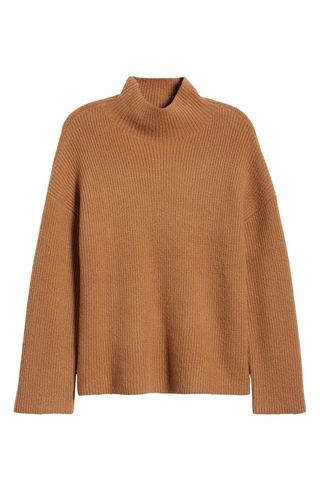 Relaxed Turtleneck Cotton Blend Sweater