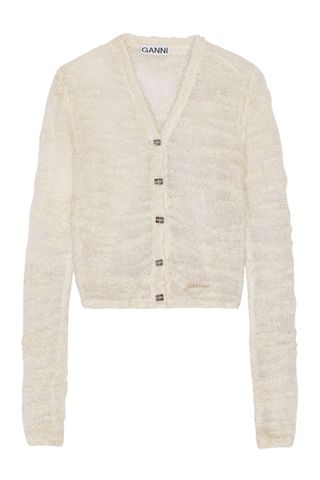 Ganni Sheer Open-Knit Cardigan