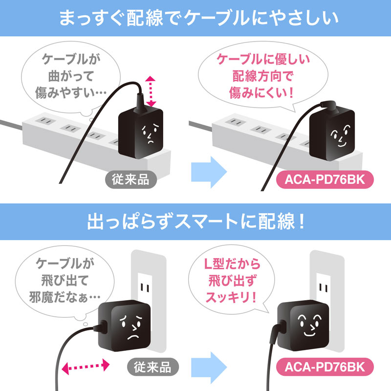 USB Power DeliveryΉAC[diPD65WETypeCP[ǔ^EChromebookΉj ACA-PD76BK