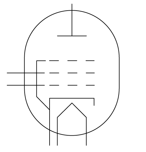 真空管・電子管（5極管 内部結線） 回路図記号 旧