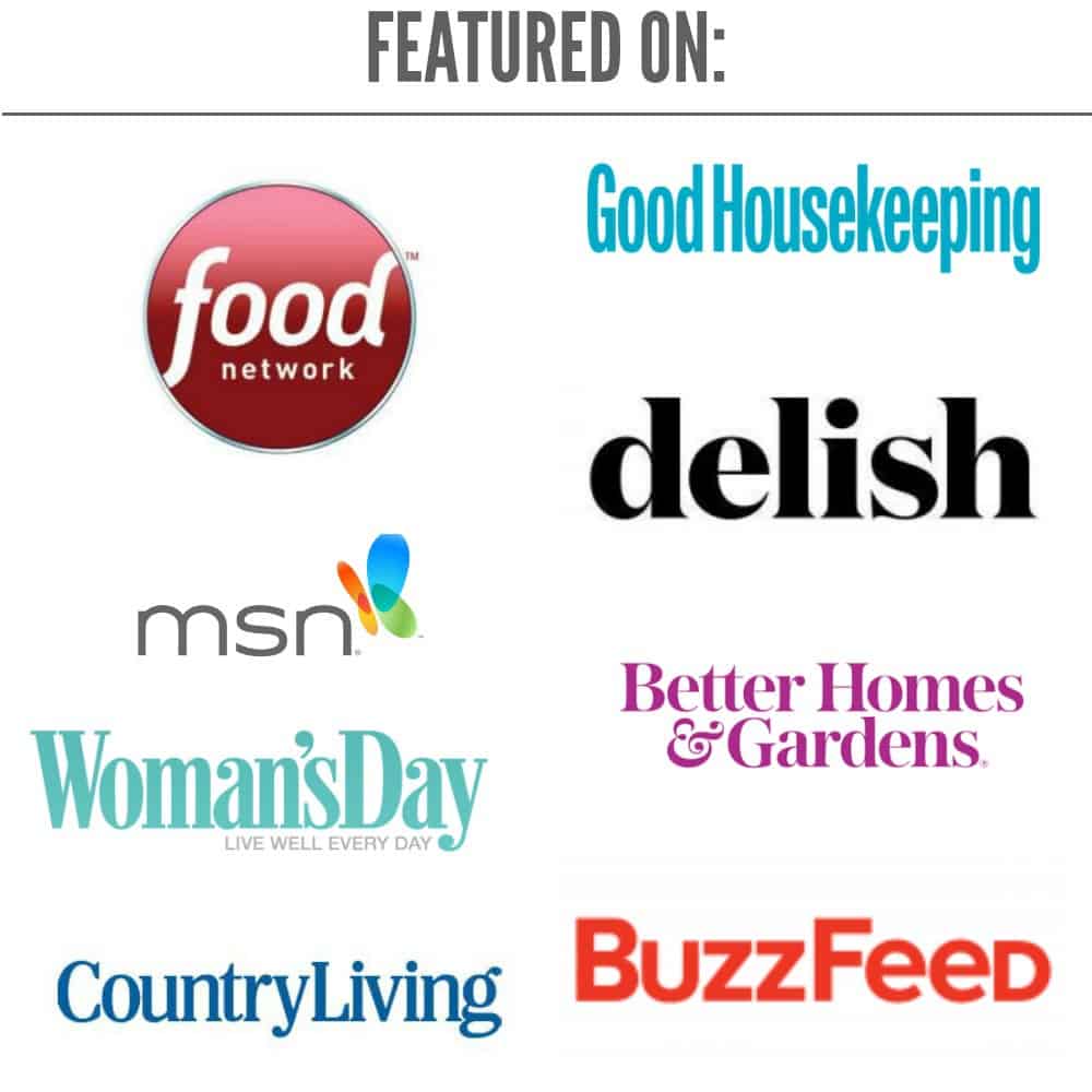 Logo for country living, food network, buzzfeed, msn, delish, good housekeeping