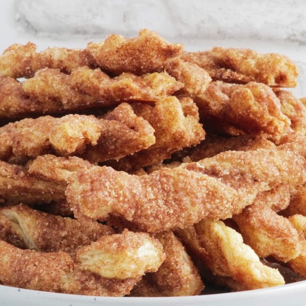 Cinnamon Twists on a white plate.