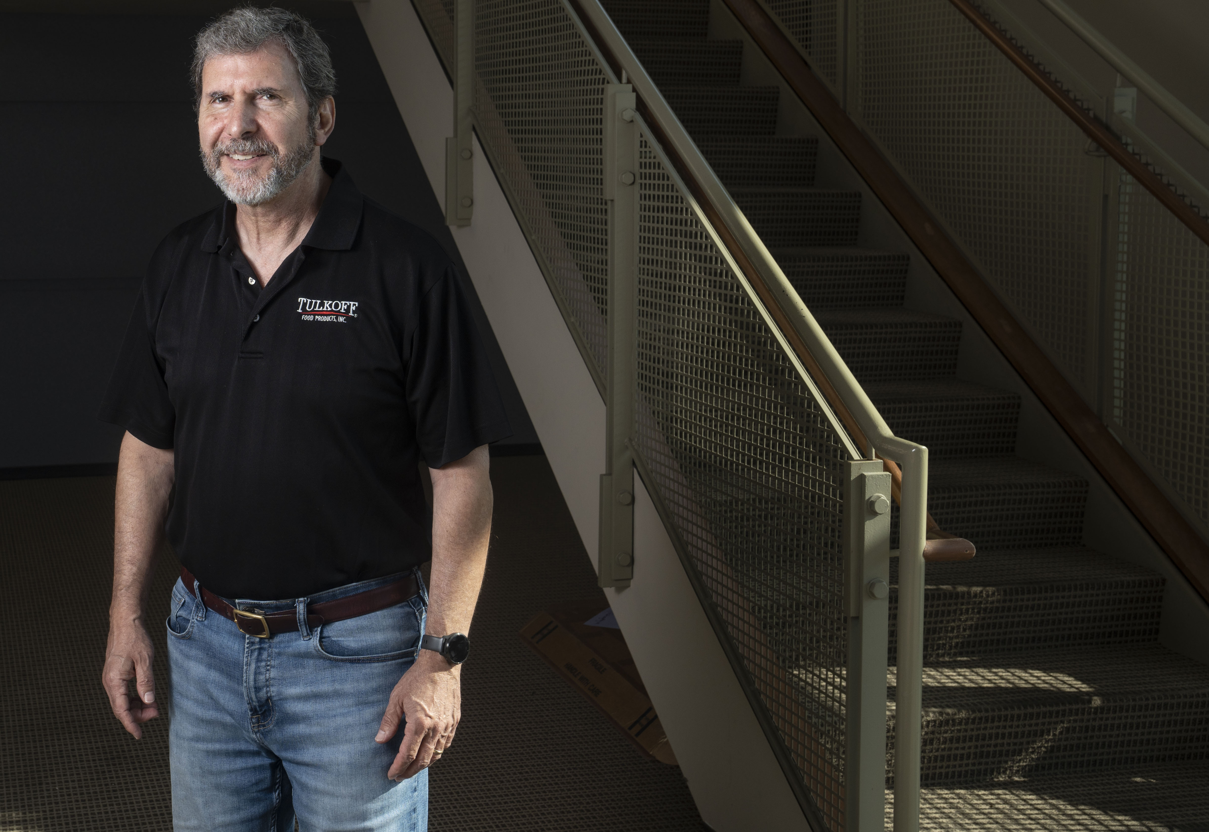 Phil Tulkoff, president of Tulkoff Food Products, poses for a portrait inside of the Tulkoff Company building in Baltimore, on August 15, 2024.