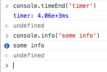 A demonstration of timeEnd and info formatting differences