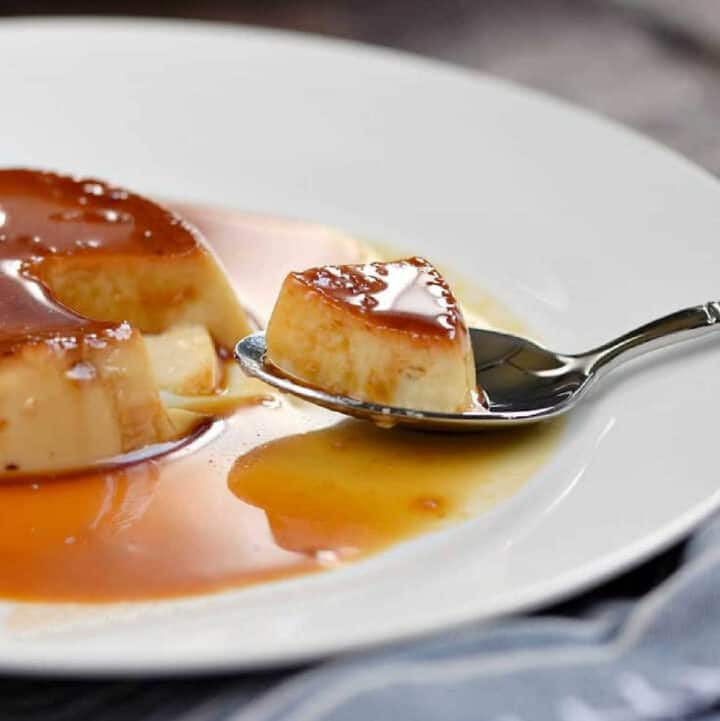 Instant Pot Kahlua Flan on a plate.