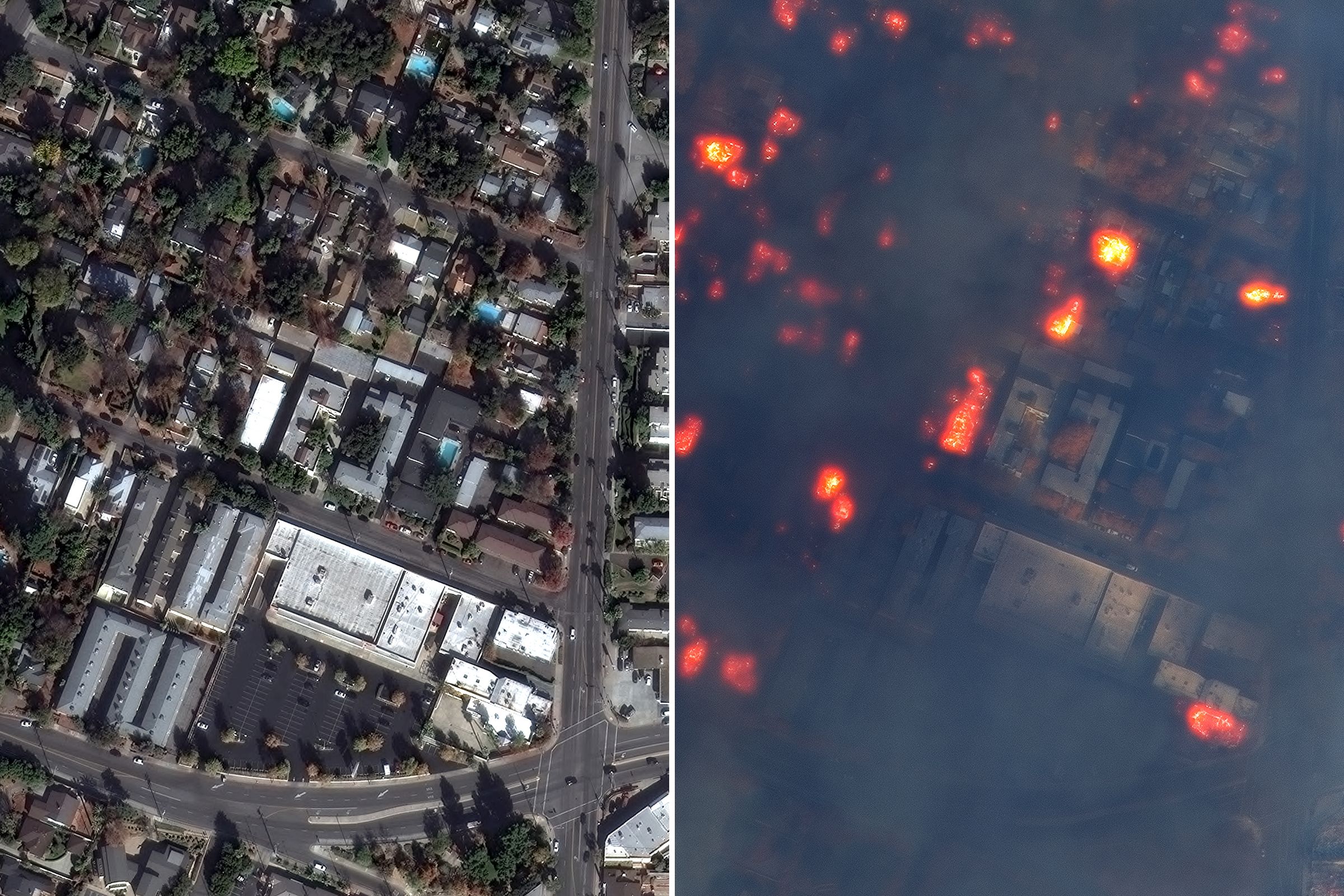 Before-and-after satellite images show destruction of California wildfires