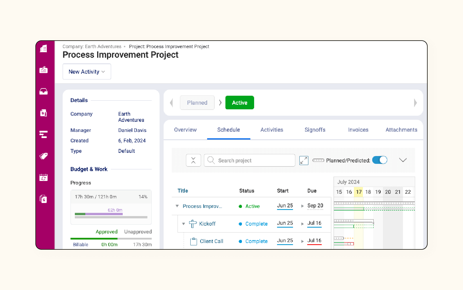 Une image du portail client Accelo.