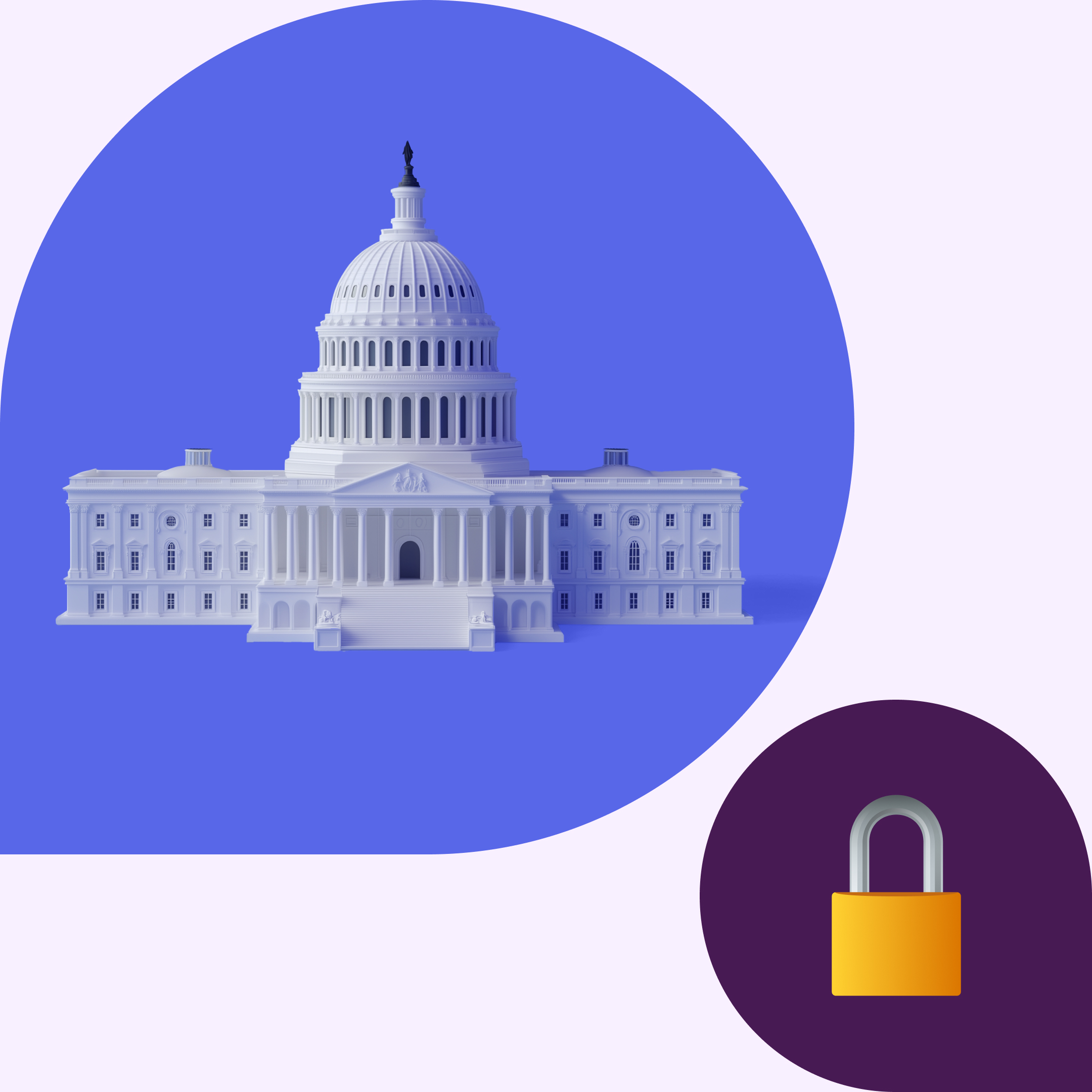 An illustration of the US Capitol building and a lock