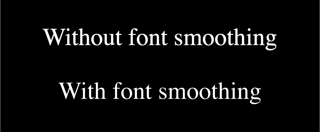 Zwei Textexemplare, eines mit der font-smooth-Eigenschaft und ein weiteres ohne