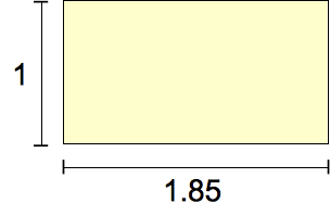 Ein Rechteck, das 1 Einheit hoch und 1.85 Einheiten breit ist