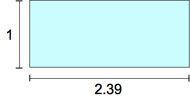 Ein Rechteck, das 1 Einheit hoch und 2.39 Einheiten breit ist