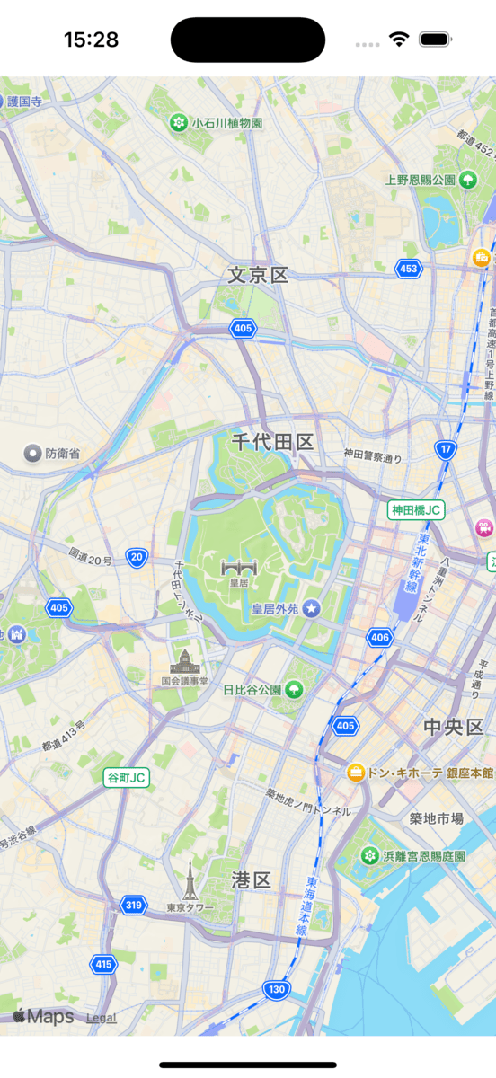 正常に地図が表示される