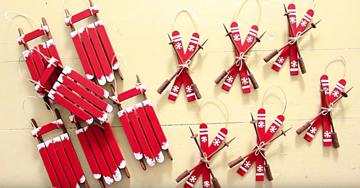 Learn To Make Sled And Ski Ornaments From Popsicle Sticks | DIY Joy Projects and Crafts Ideas