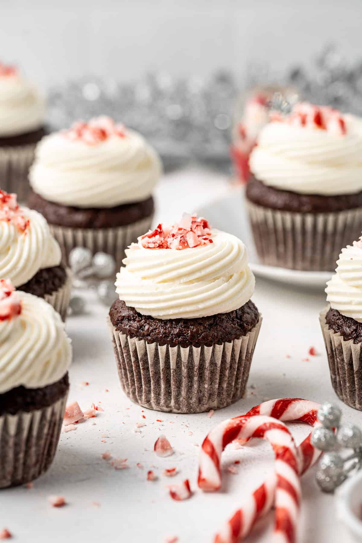 Vegan chocolate peppermint cupcakes.