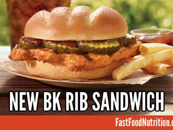 Burger King Rib Sandwich Nutrition