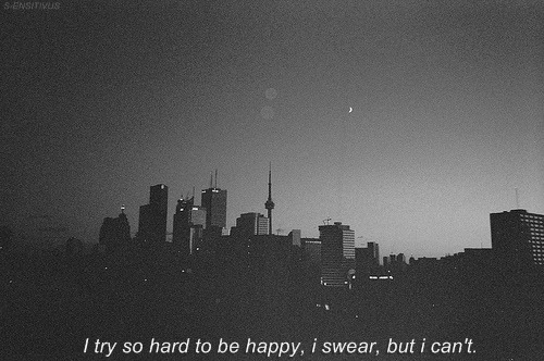 black and white, sad and trying