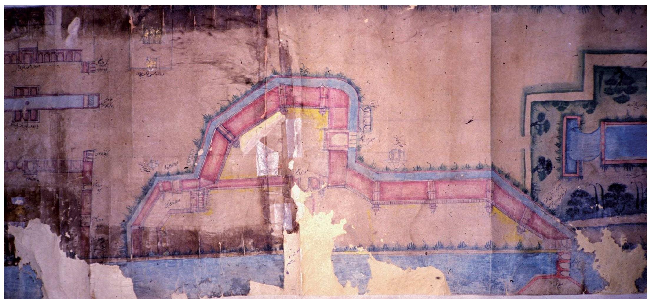 6.2 Ali Mardan Khan Canal. Anon, c. 1760. Paper on cloth. 43 x 1250 cm. Andhra Pradesh State Archives, Hyderabad, India. Coy Courtesy Susan Gole. 