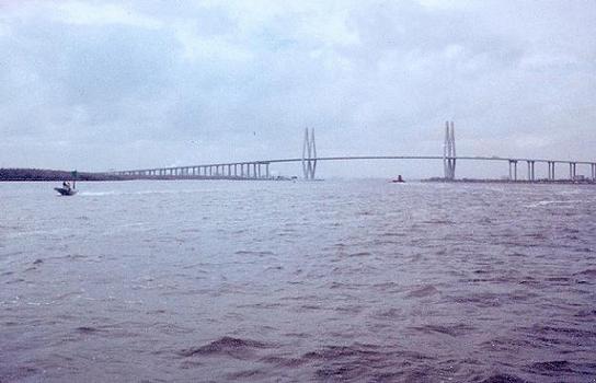 Fred Hartman Bridge from bay