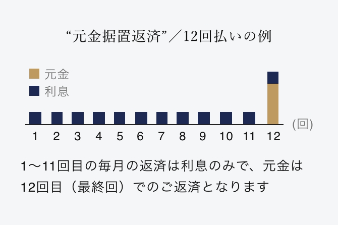 ”元金自由返済”／12回払いの例