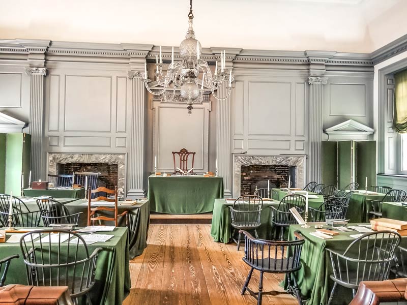 View in Independence Hall where the Declaration of Independence was signed