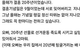 “오빠 고마워” 국힘 대변인 결혼 20주년 소회에 지지자들 ‘욕설’