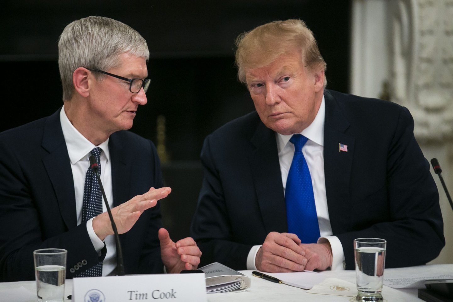 Apple CEO Tim Cook and former President Donald Trump