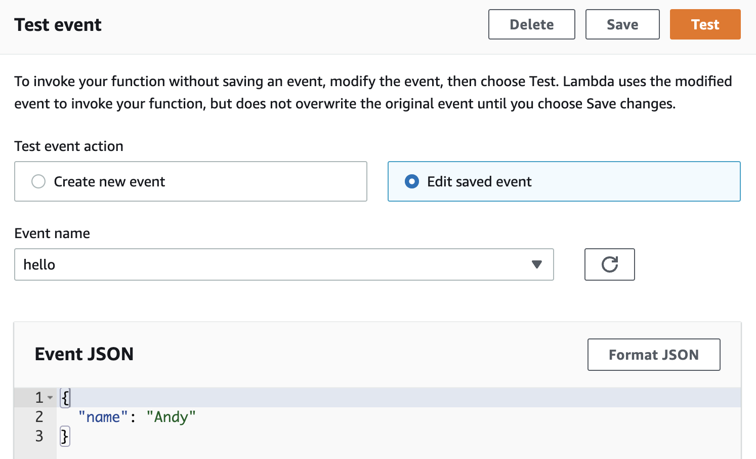 AWS Console Test Input