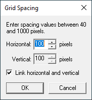 Screen grid spacing dialog