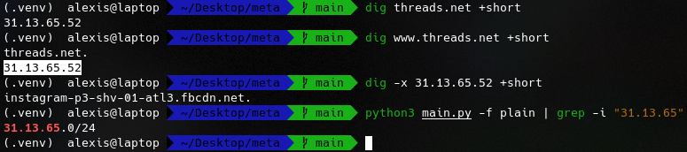 Terminal Output Testing Threads.net IP Block