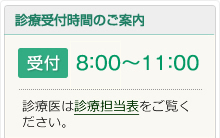 診療受付時間のご案内