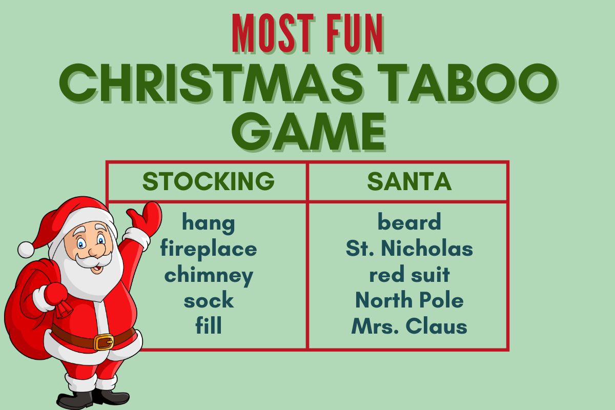 Christmas taboo game and words; party; themed; forbidden