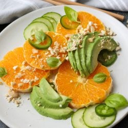 Avocado Citrus Salad on a plate.