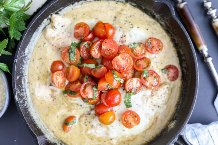 One Pan Creamy Pesto Chicken – Healthyish Foods