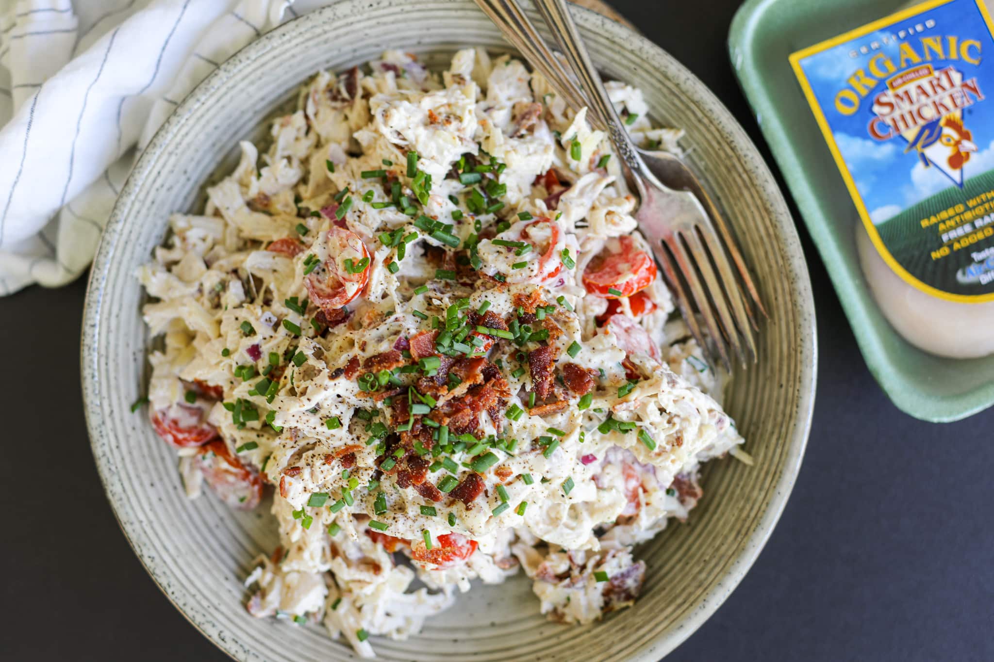 Finished shot of the Shredded BLT Chicken Salad with Smart Chicken Packaging