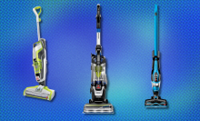 Bissell vacuums on blue abstract background