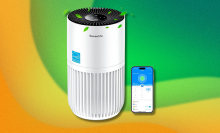 GoveeLife Mini Air Purifier on green and yellow background