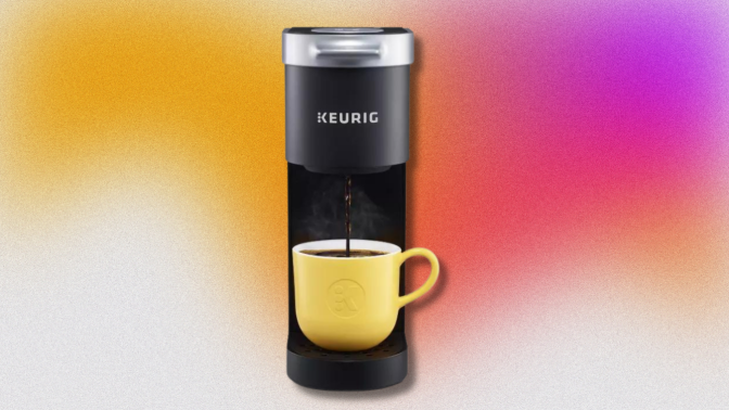 keurig k mini against a colorful background