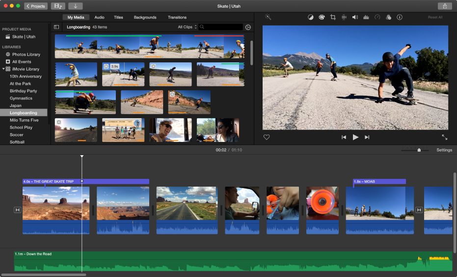 An example of an iMovie window.